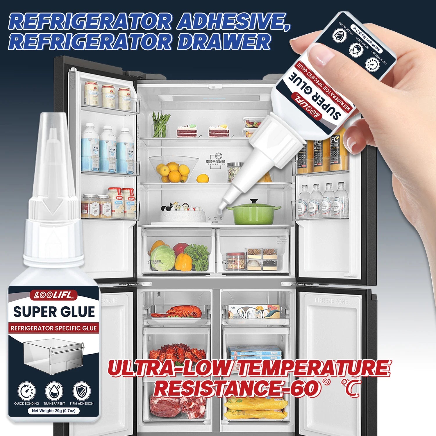 Super Glue, Quick Drying Glue, Suitable For Refrigerators And Freezers, Glass, Acrylic, Plastic, Cold Resistant, Antifreeze