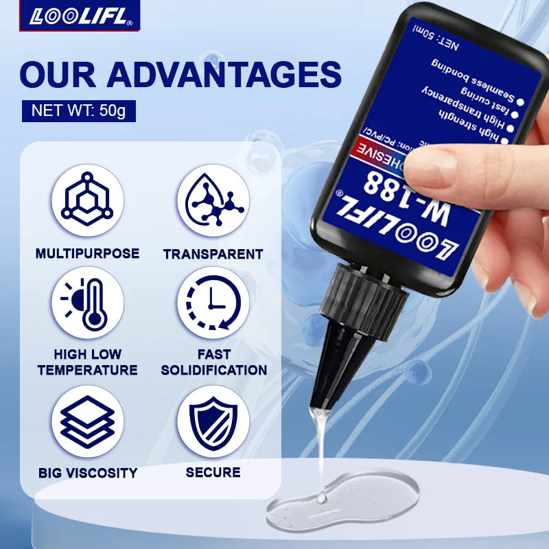 Highly Transparent UV Glue, Waterproof, UV-Enhanced Curing, Used for Handicraft Production, DIY Models. (With Ultraviolet Lamp)