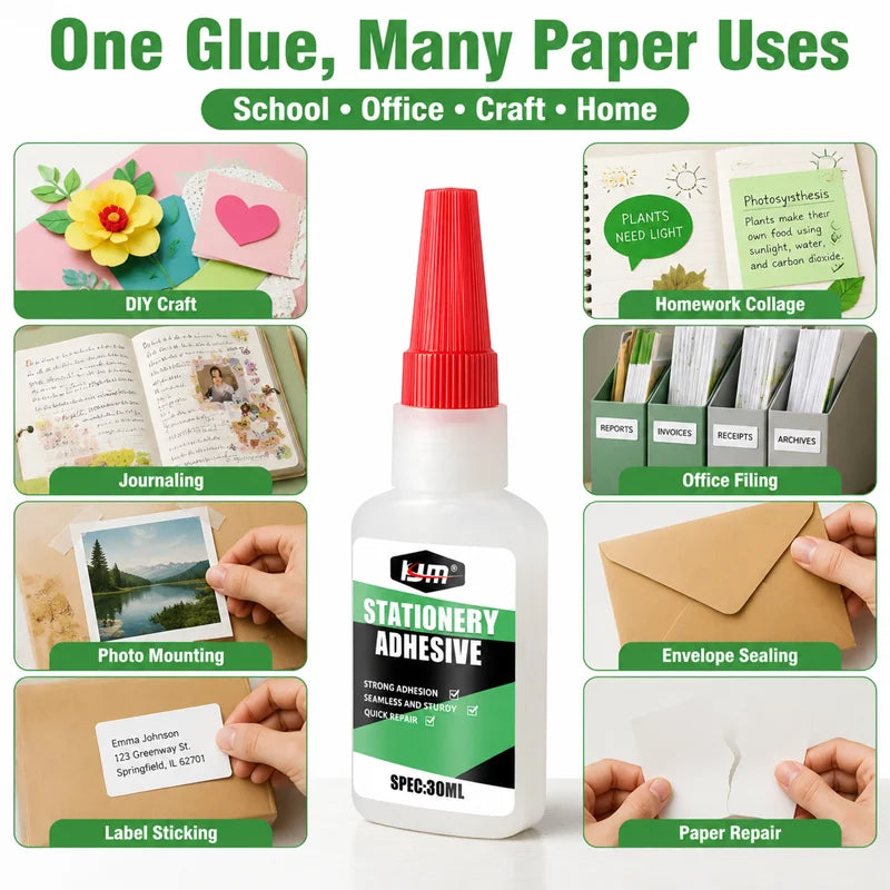 Fine Tip Stationery Paper Adhesive Clean Application Glue For Journal Card Photo Album Office School DIY Craft 30ML