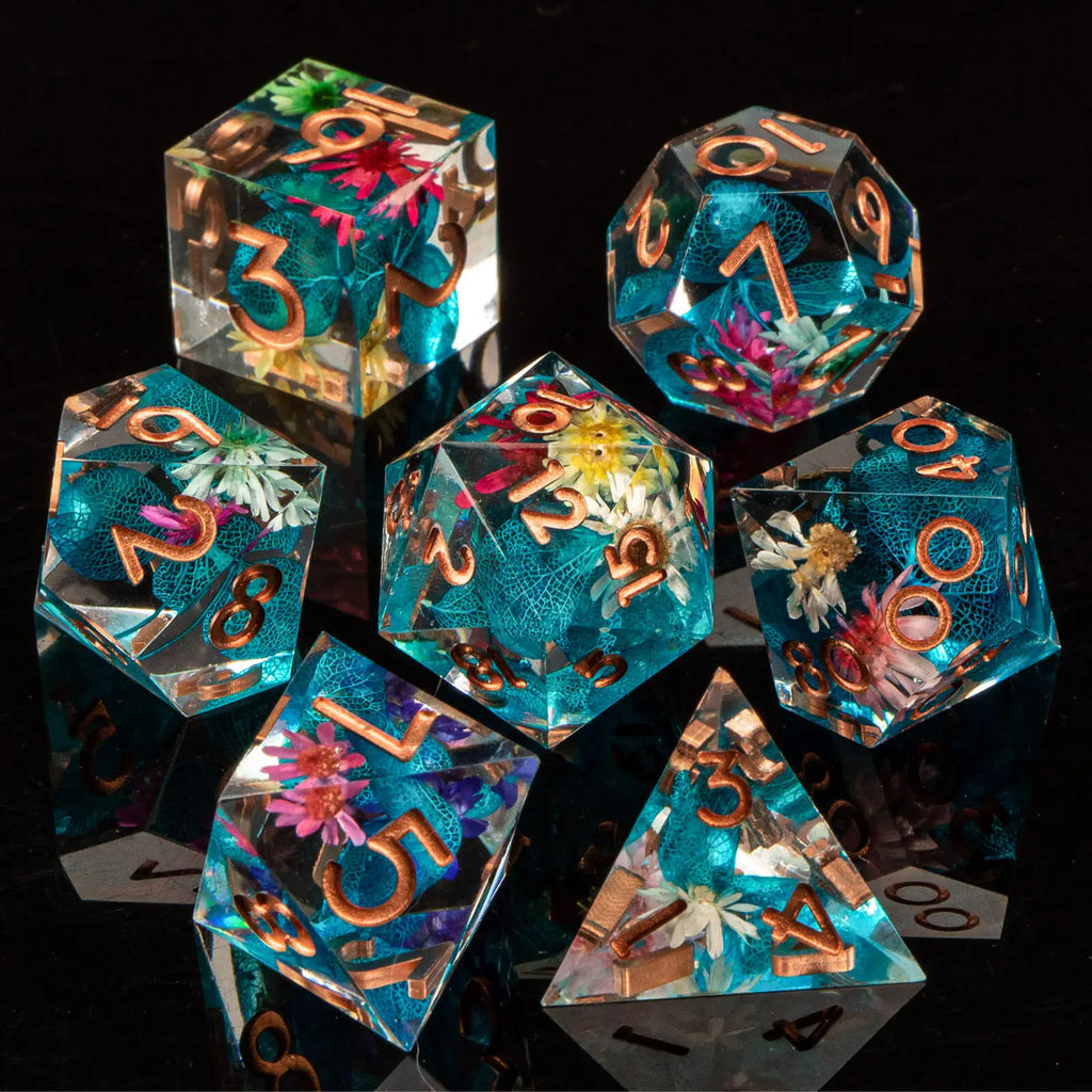 Resin Sharp Edged DND Dice, Handmade Dungeons and Dragons Dice Set D&D, RPG Polyhedral D and D Dice Set for Role Playing Game