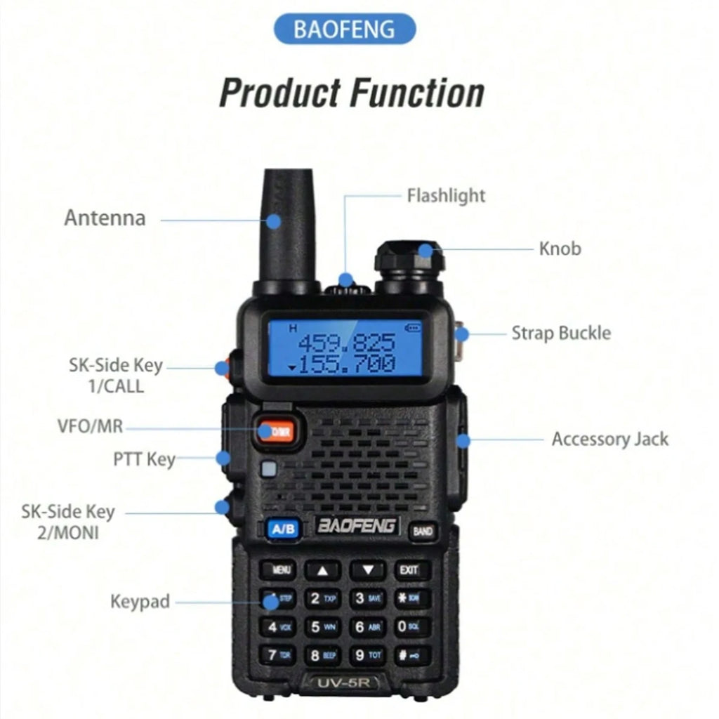 1PC/2PCS baofeng uv 5r USB Long Range Ham Amateur With FM Radio Long Range Portable Two Way Radio Baofeng CB Radio walkie talkie
