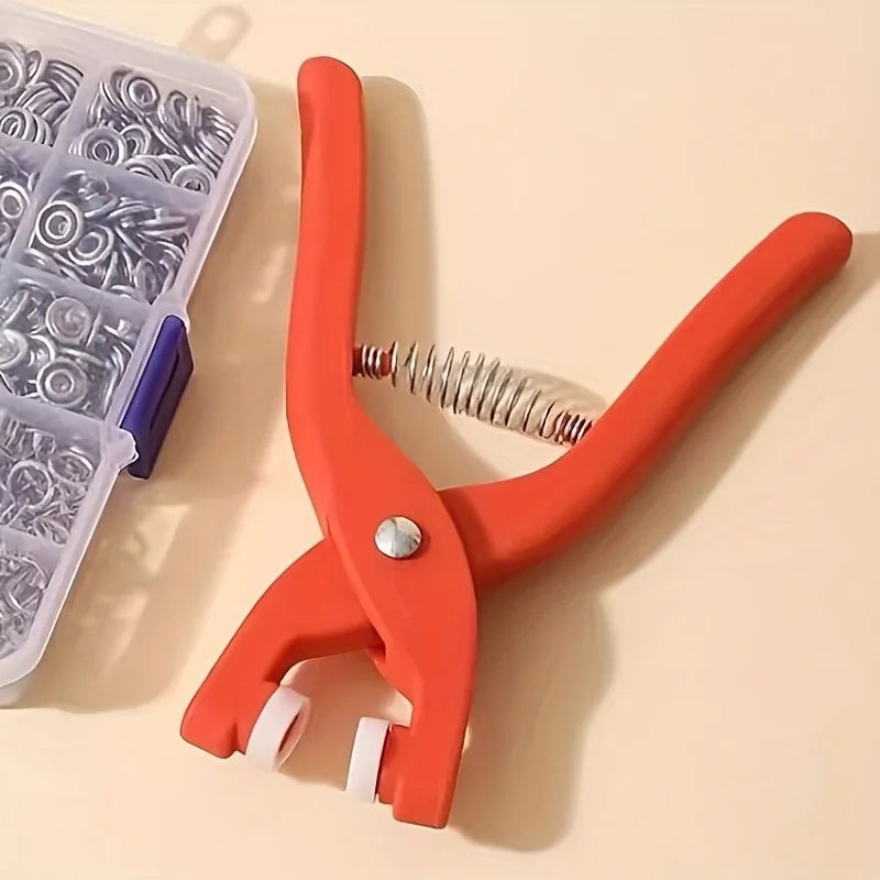100Pcs Colorful Metal Sewing Buttons Solid Plier Tool Set Prong Press Studs Snap Fasteners for Installing Clothes Bags
