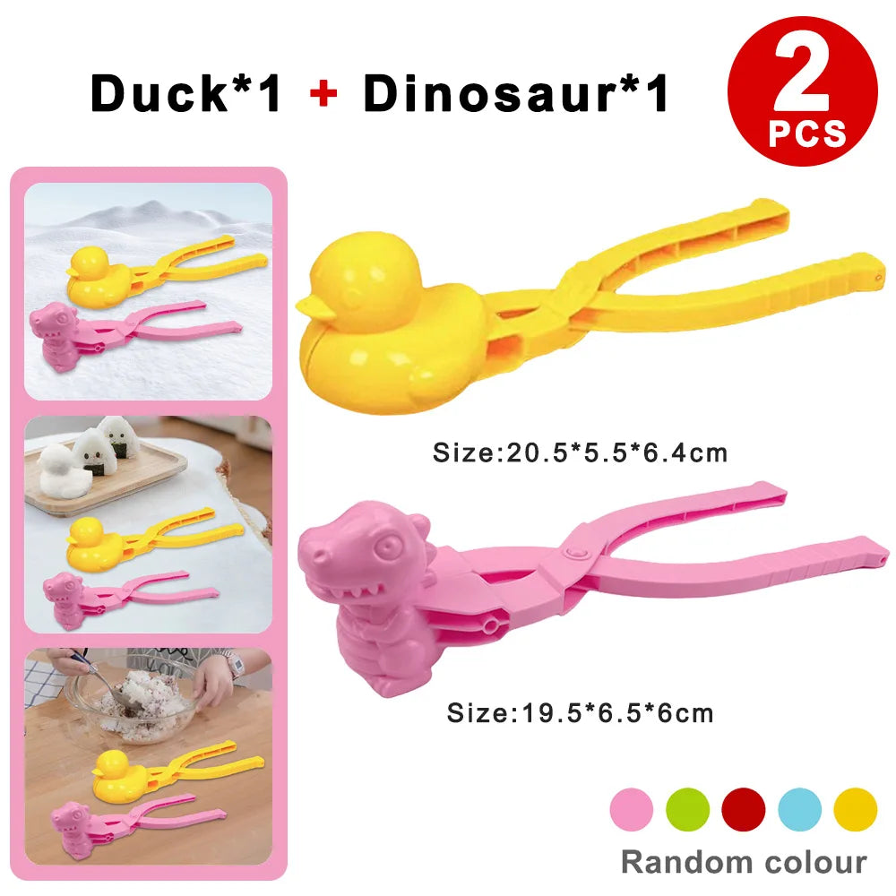 4pcs Cute Bear Duck Snowball Clip Snow Clay Ball Maker Creative Snowballs Mold Snow Shovel for Kids Outdoor Sports Snow Toys