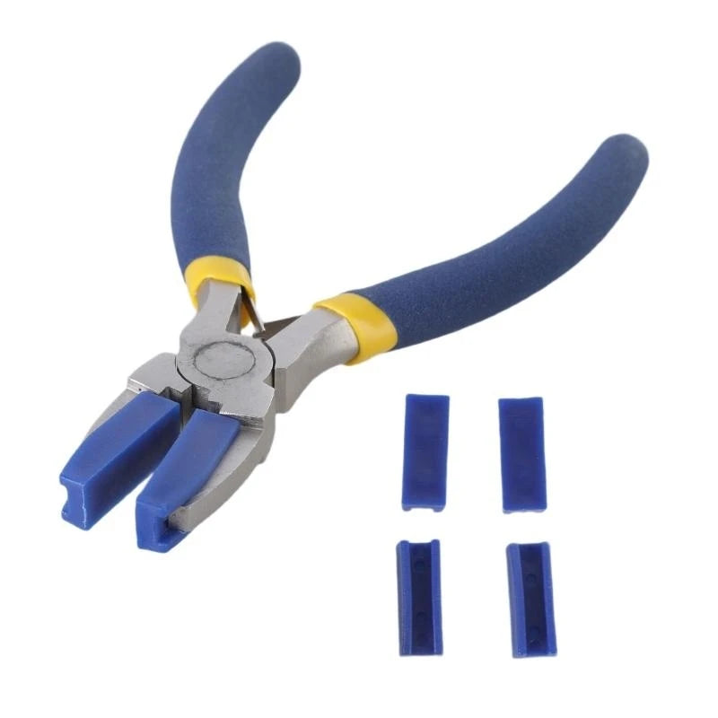 Set Of Flat Nose Plastic Pliers with 2Pairs Of Replacement for Precisions Work and Comfortable Grip