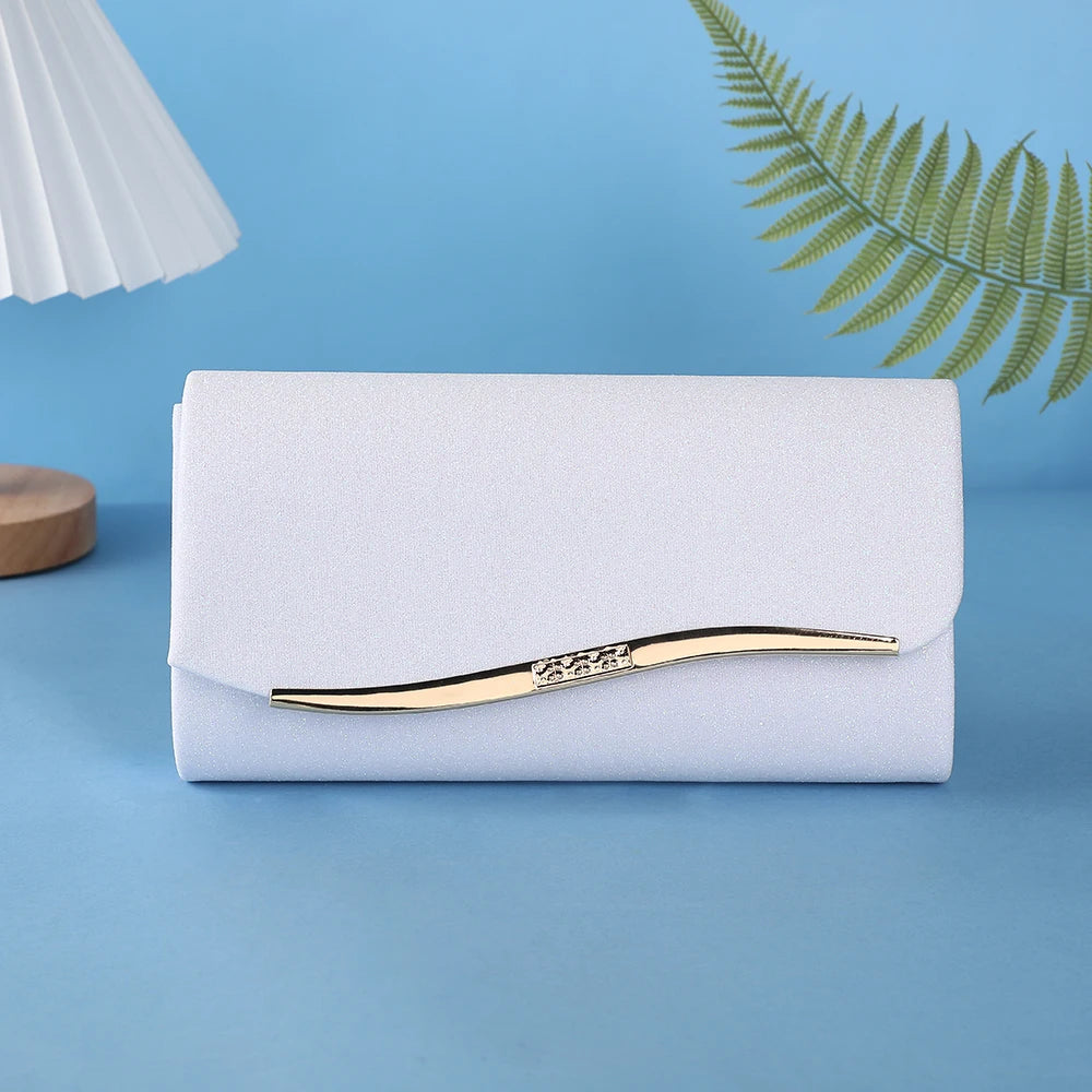 Fashionable Japanese and Korean style ladies' metal-edged elegant evening bag with glitter material high-end single-shoulder cr