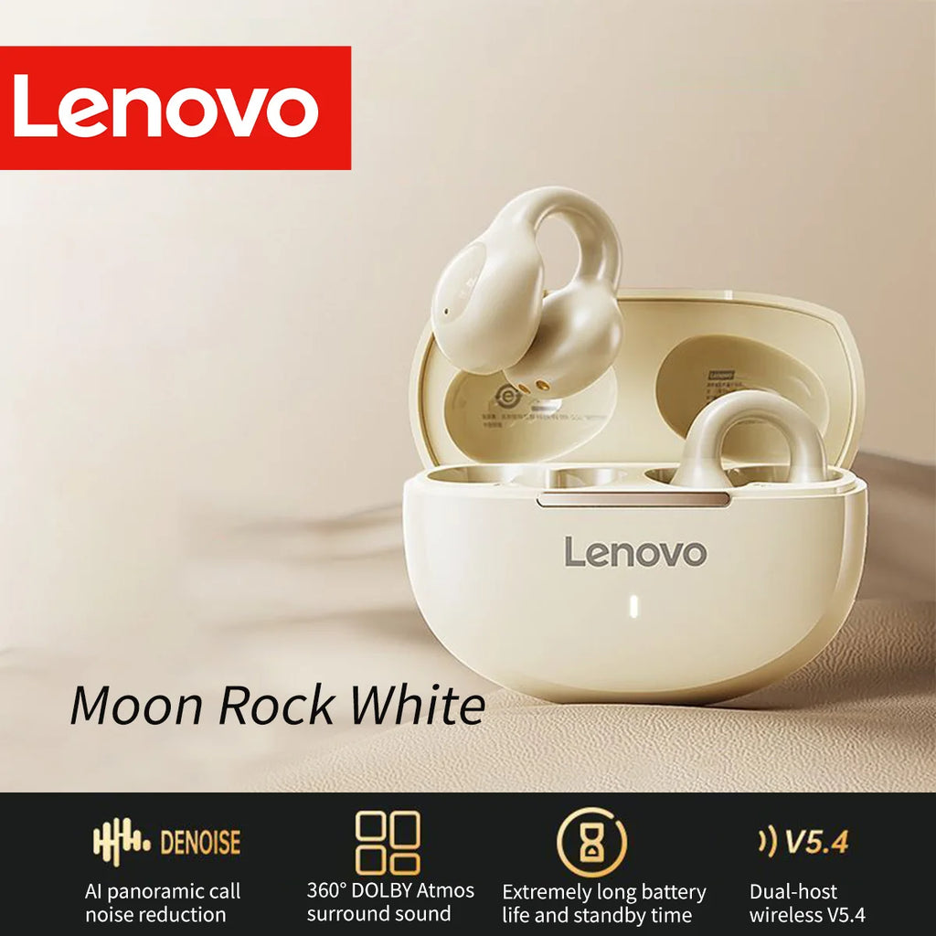 Lenovo Active Noise Cancelling Anc Wireless Clip-On Sport Earbuds Hi-Fi Bt 5.4 Long Battery Life Ergonomic Design for Workout