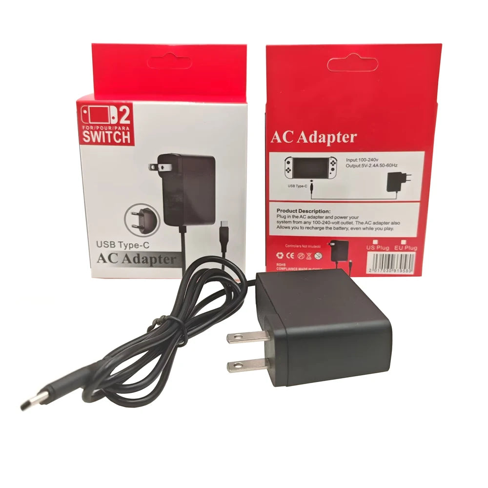 DC5V 2.4A Type-C Replacement Charger Compatible For Switch Lite NS NX Game Console USB C Power Supply Adapter Charger