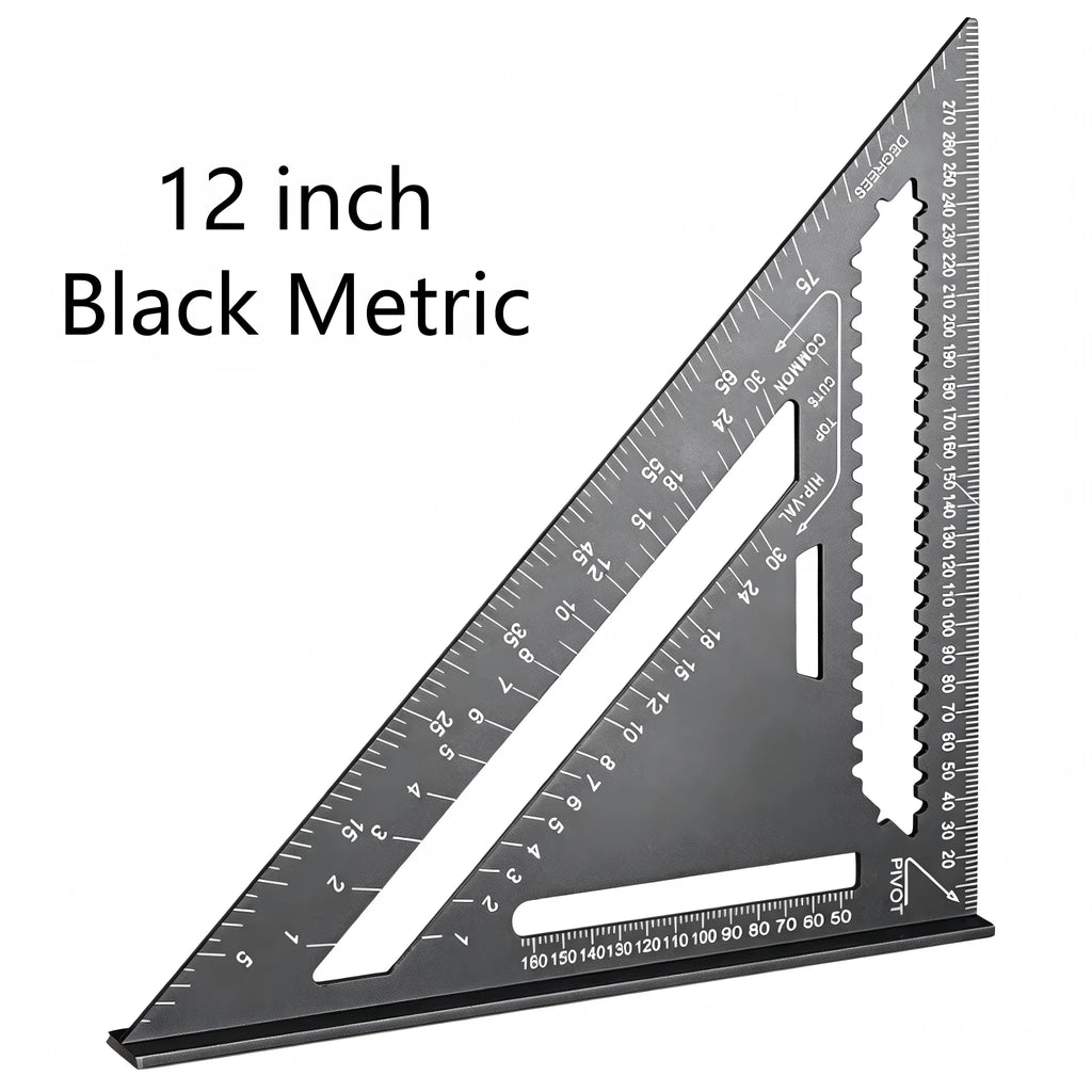 Precision Aluminum Square 7/12 Inch Red Triangular Woodworking Marking Ruler for Motorcycle Care And Craft Design Projects