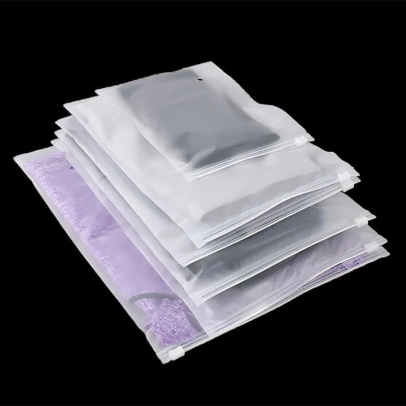50pcs Frosted Zipper Bags Dustproof Waterproof Resealable CPE Pouch For Clothing Underwear Travel Essentials Cosmetic Storage