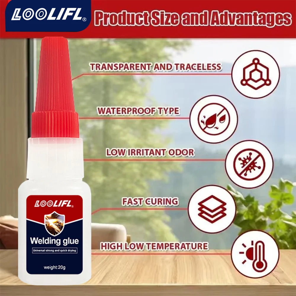 Loolifl Weldingglue Highstrength Universal Super Adhesive Waterproof Quickdry Glue for Ceramics Metal Plastics Wood Shoe Repair