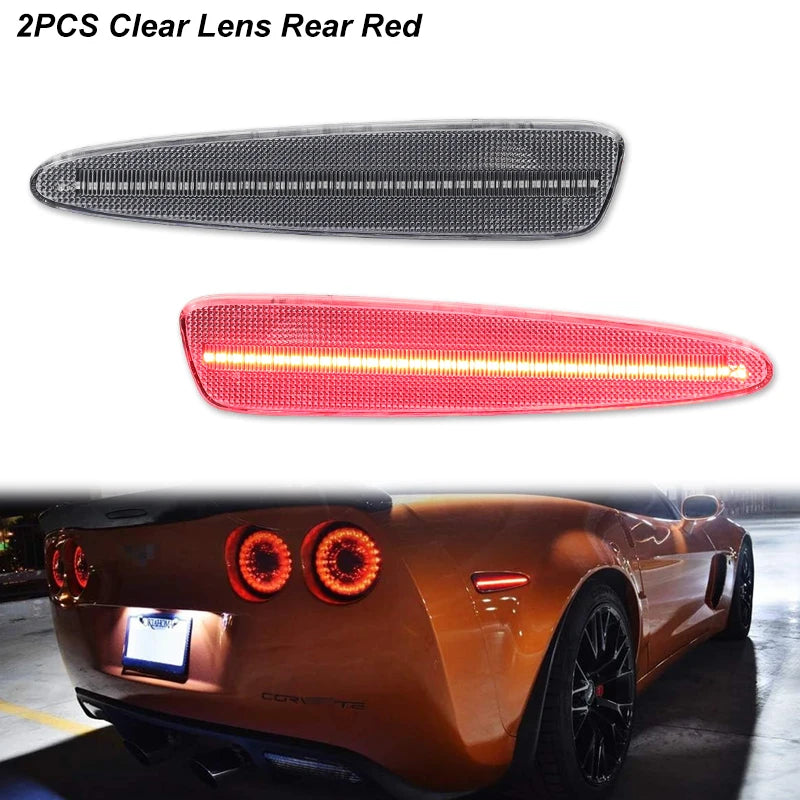 iJDM Front Rear Bumper LED Side Marker Turn Signal Lights Yellow Red for Chevrolet Corvette C6 2005-2013 2012 Car Accessories