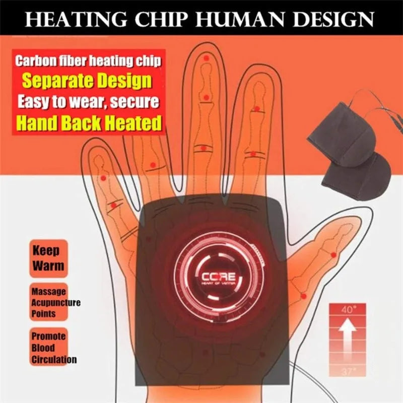 USB Heated Gloves Rechargeable Control Fingerless Warm Thermal Electric Gloves for Winter Outdoor Skiing Camping Hiking Cycling