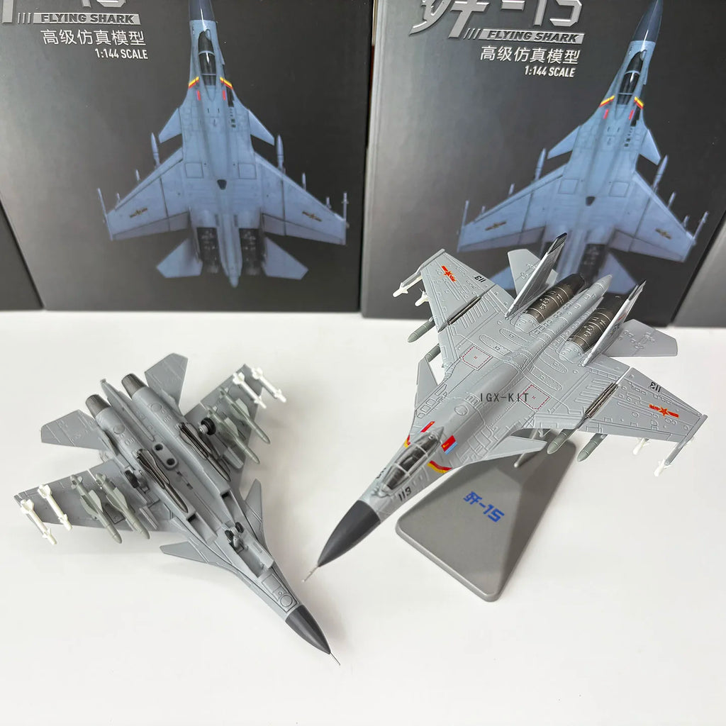 Diecast 1: 144 Scale J-15 Shipborne Fighter J15 Alloy Finished Aircraft Simulation Model Static Decoration Collection Gift