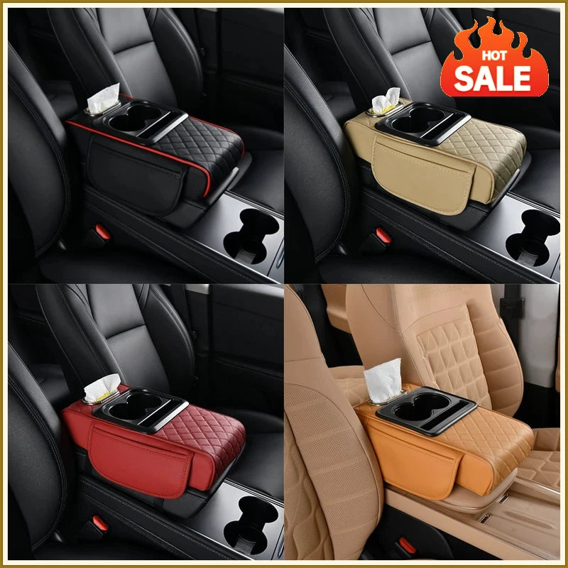1PC Car armrest box pad, height pad, beverage cup holder, multifunctional storage, universal central armrest pillowcase