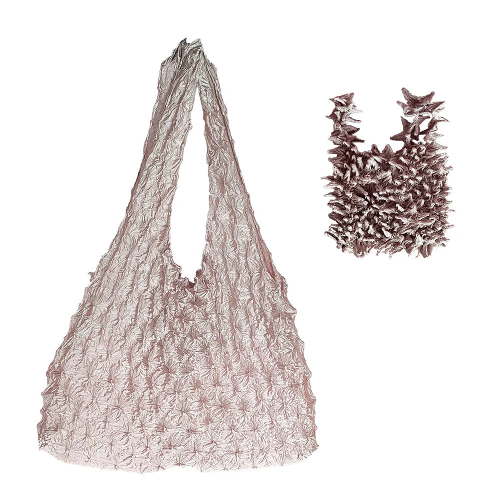Folded Bubble Design Shopping Bag Swollen And Shrunken Hedgehog Shape Magic Bubble Bag Fashion Simple Craft Design Handbag