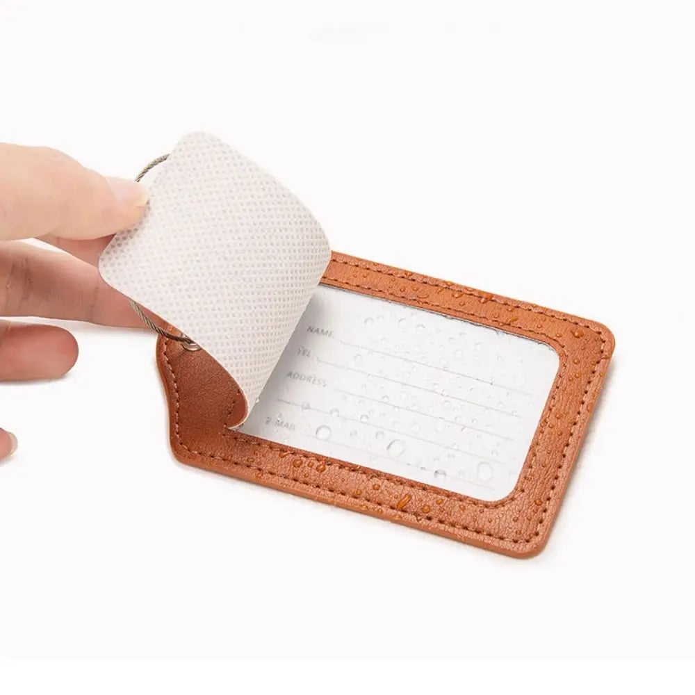 Women Man Anti Loss Wire Rope Loop Leather Luggage Tags Privacy Protection Cover Versatile Baggage Tag Waterproof Boarding Pass