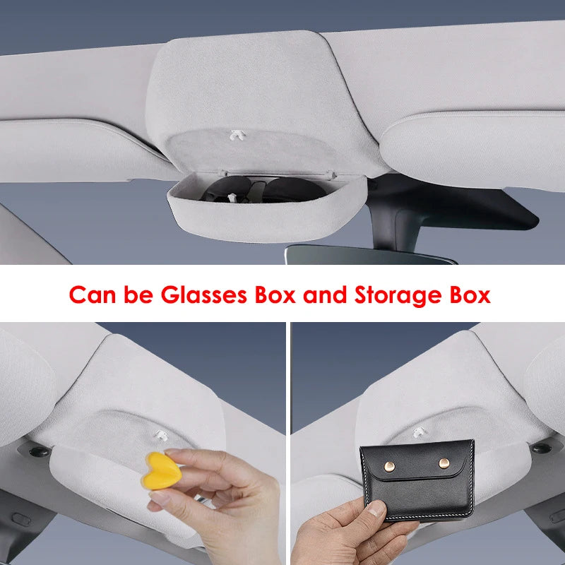 Car Glasses Case Wear-Resistant Sunglasses Holder Storage Box ABS/Suede For Tesla Model 3 / Y / 3 Highland / Y Juniper