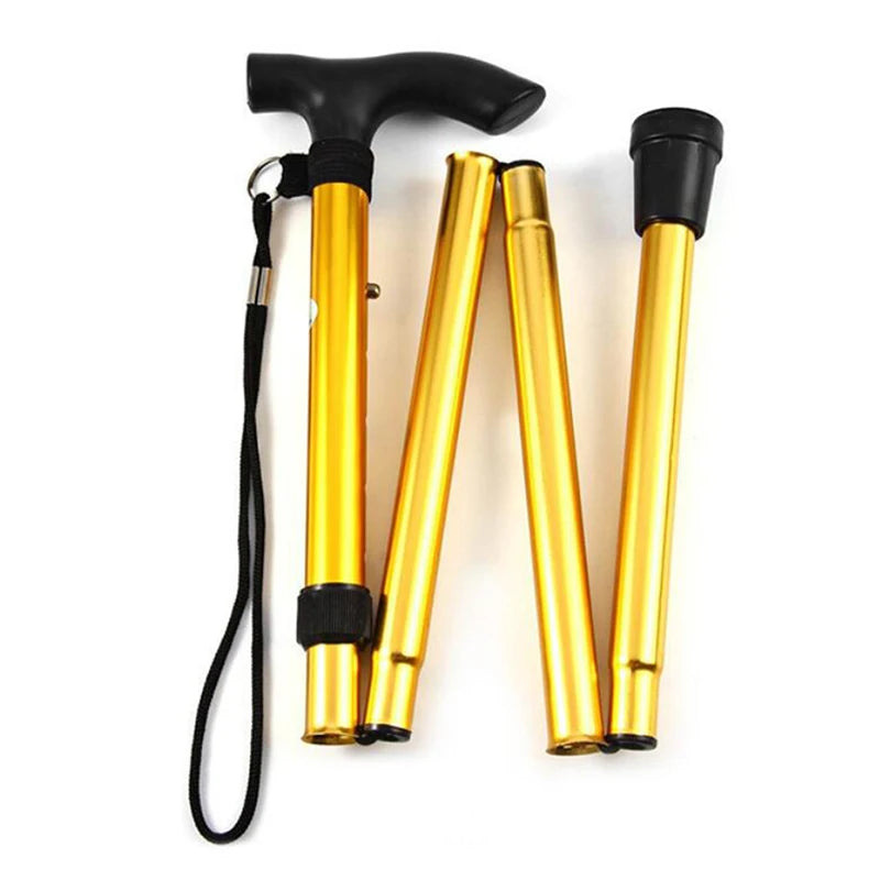 Walking Stick Telescopic Baton Hiking Trekking Poles Aluminum Alloy Metal Folding Cane Crutches Pole For Elderly People