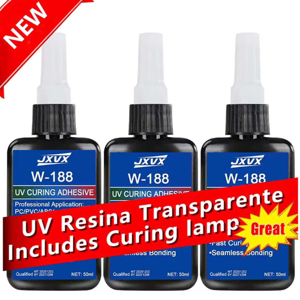 JXVX 1-3PCS New 50ml Strong UV W188 Adhesive, UV Curing Adhesive for Glass, Glass and Metal, ABS Bonding, UV Curing Lamp Welding
