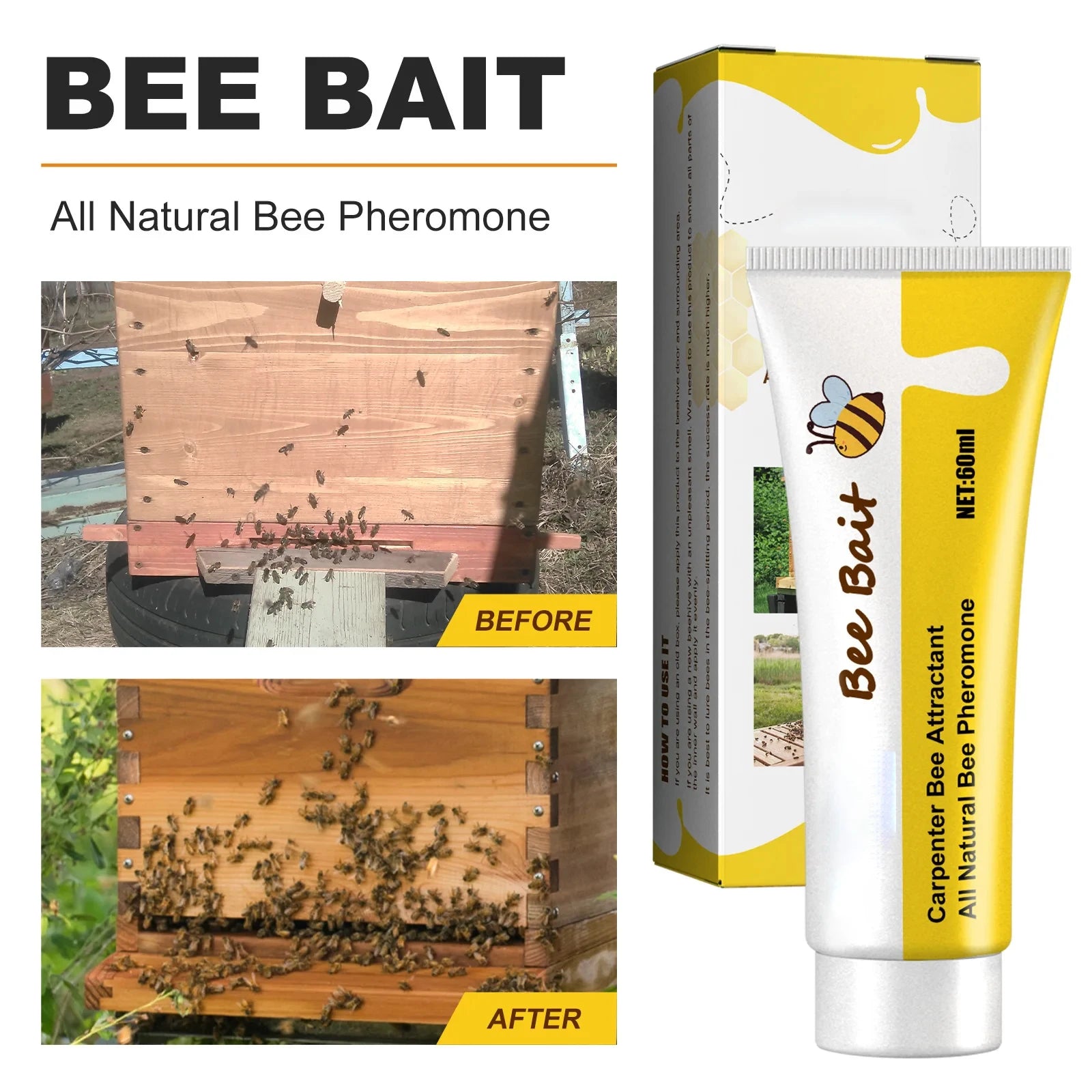 Outdoor Beekeeping Bee Attractant Bait - Easy Catching Bee Queen Pheromone Lure Swarm Commander for Honey Hive Attraction
