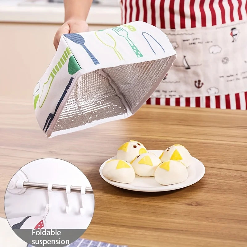 1PC Creative Foldable Square Rice Cover Aluminum Foil Insulation Food Dust Cover for Kitchen Dining Table Leftover Protection