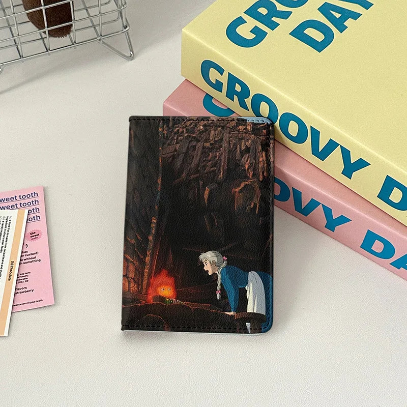 New Japanese Anime Cartoon Passport Holder Cover Women Men Travel Essentials Passport Wallet Air Ticket Credit Card Holder Case