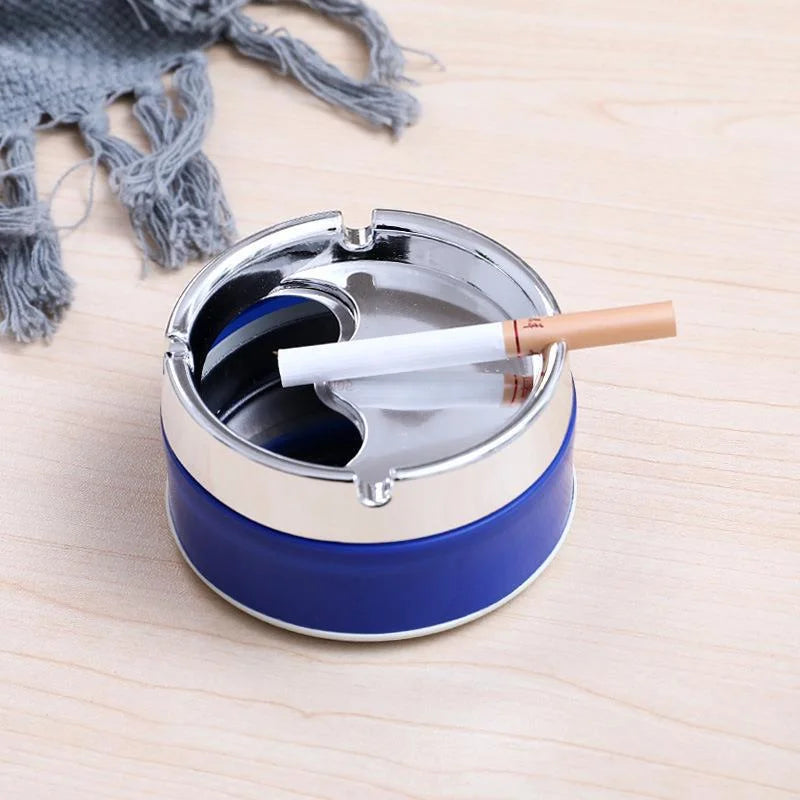 1Pc Car Ashtray Sealed Stainless Steel Rotating Ashtray with Lid Windproof Thickened Car Dust Storage Box Home Office Ashtray