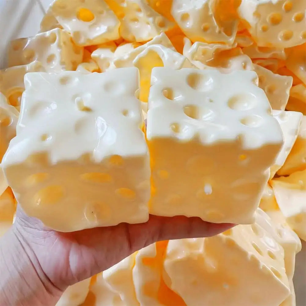 Square 7cm Ultra-Thin Cheese Ball Skin Simulation Bread Kneading Toy With Slow Rebound Squeezing Shell
