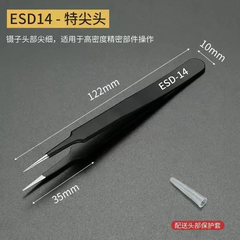 High precision small tweezers Anti static stainless steel pointed elbow tweezers Sewing machine maintenance clamp tweezers