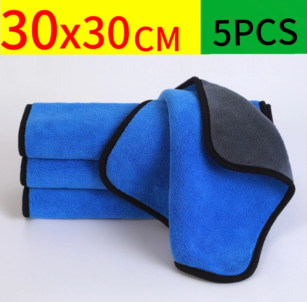Double Sided Coral Velvet Microfiber Car Towel Thickened Soft High Absorbent Quick Dry Cloth For Auto Body Washing