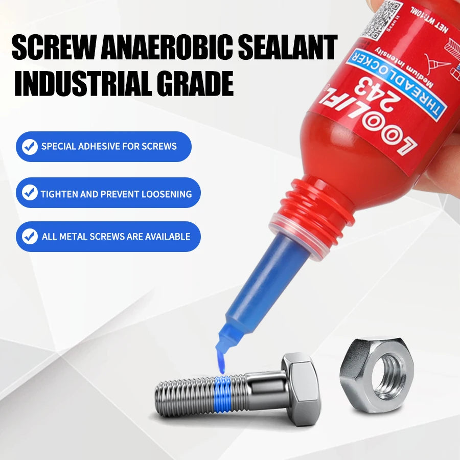 10ml LOOLIFL 243 Screw Adhesive 243 Anaerobic Glue Anti-loose Anti-slip Sealing Thread Locking Agent Anti-slip Caulk Sealers