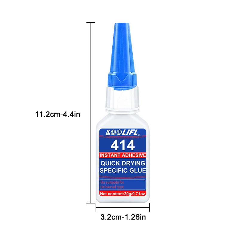 New 414 strong glue, 10 seconds bonding, waterproof, odorless, suitable for plastic, wood, metal, ceramics. Widely used.