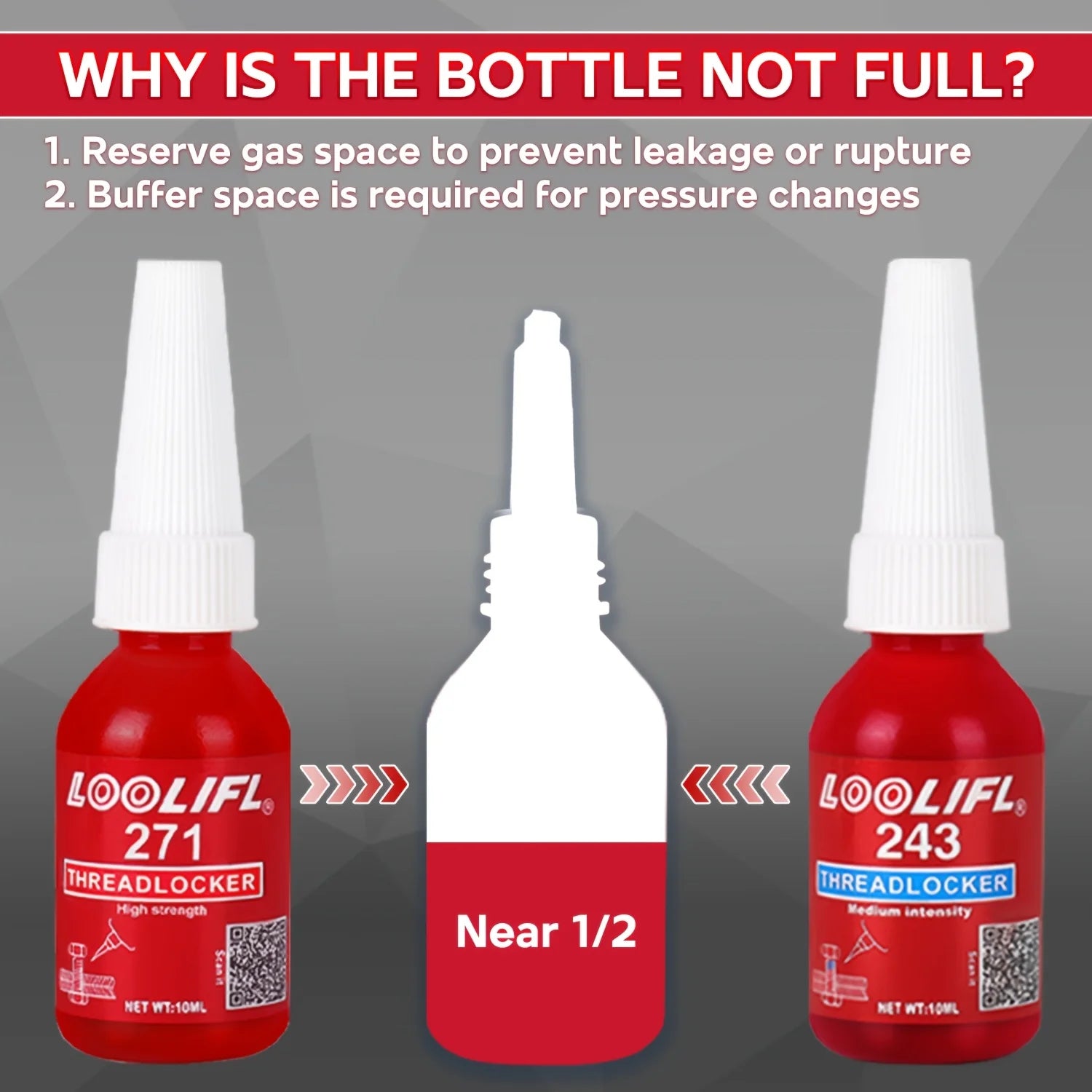 Large Package - Outdoor Portable Glue, Medium-Strength Anaerobic Removable Blue Glue, Oil-Resistant, Vibration-Resistant + High-Strength Red Permanent Screw-Locking Glue Combo, 10ml Capacity, Removable