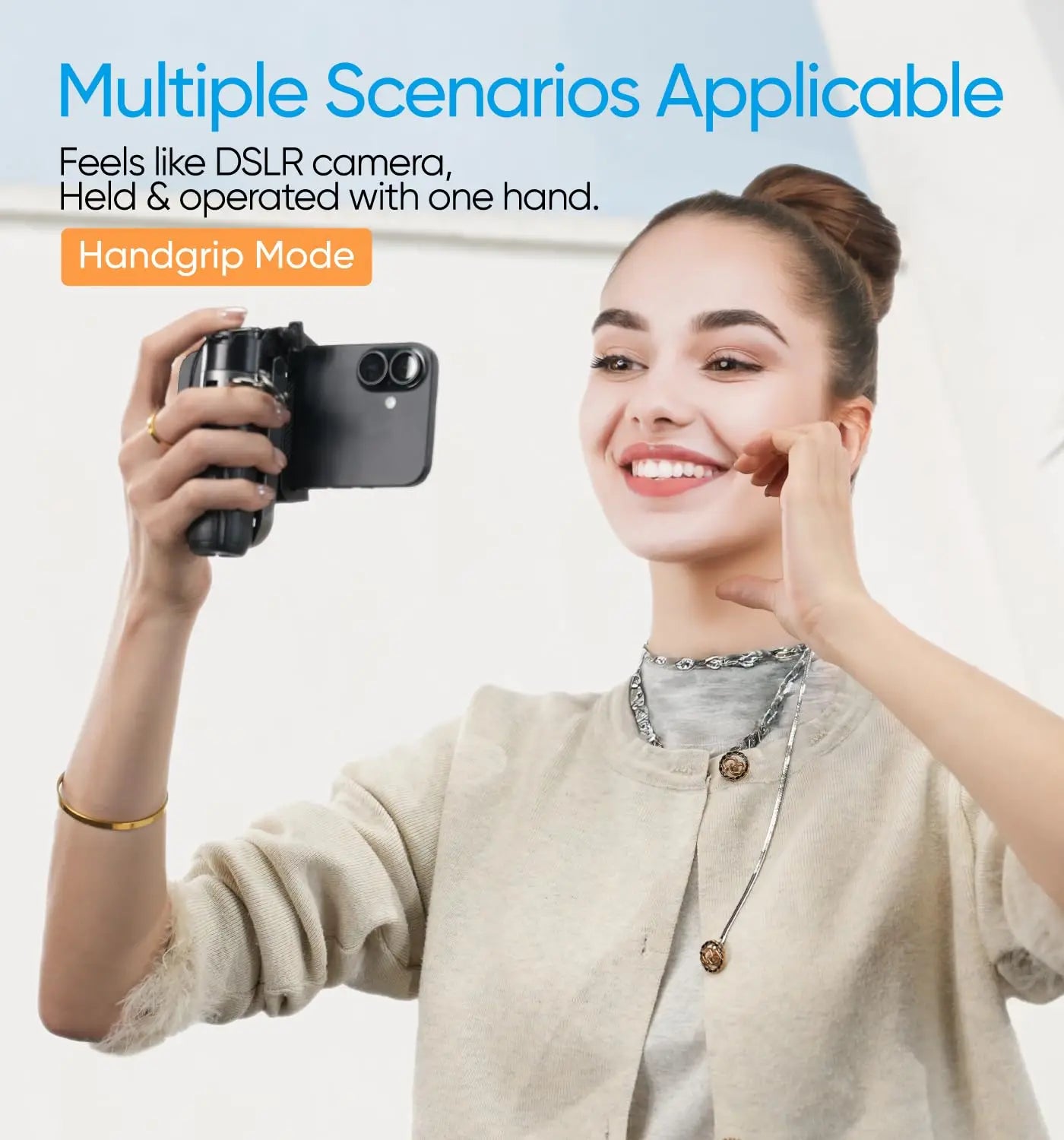 Mini Tripod，2025 New Selfie Stick Tripod with Remote One-Touch Push Button Switch, 360° Rotation with Bluetooth for IPhone