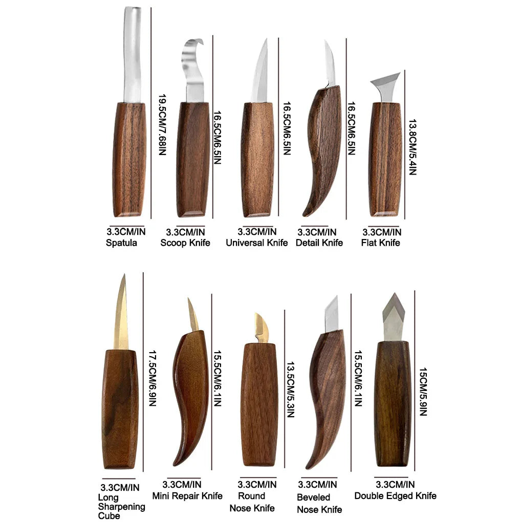 New 8/17PCS Wood Carving Kit Wood Carving Tools Hand Carving Knife Set with Needle File Wood Spoon Carving Kit for Beginners