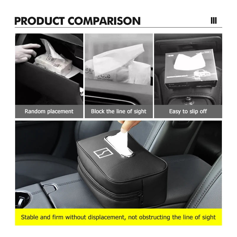 Car Leather Tissue Box Seat Back Armrest Hanging Storage Bag For Zeekr 001 EV 2021-2023 009 X 2021 2022 2023 Krypton