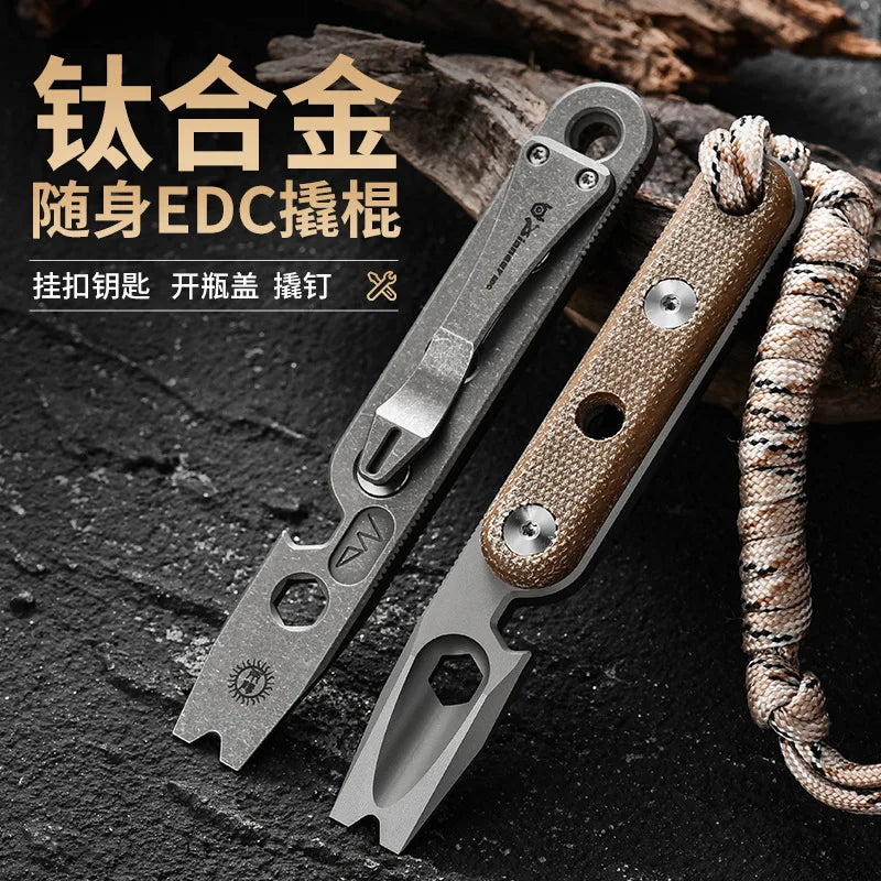 EDC Titanium Alloy Crowbar And tools Hand Outdoor Camping Multifunction Bottle Opener EDC Tools