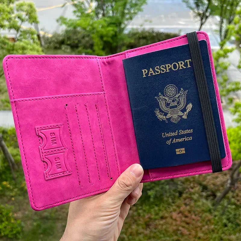 Designer Personalised Passport Cover Travel Document holders for Travel Business Elastic Band customised passport holder