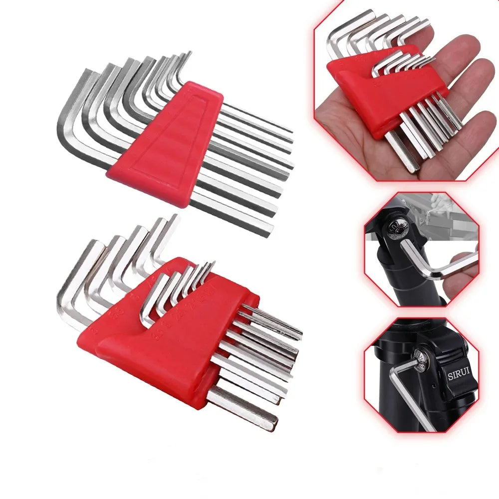 Hexagonal Wrench Set, Metric And Imperial, Short Handle, Ball Head, L-Shaped Wrench Tool