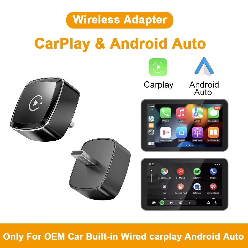 NEW Wired to Wireless Carplay Android Auto 2in1 Mini Adapter Dongle Auto Connect Plug&Play Bluetooth WiFi Universal Mini Box