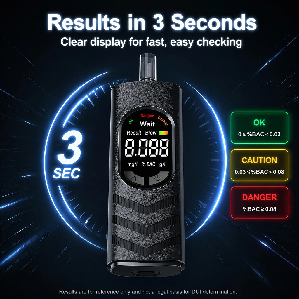 Digital Alcohol Tester Professional Alcohol Detector Breathalyzer , LCD Display Drunk Driving Test for Home