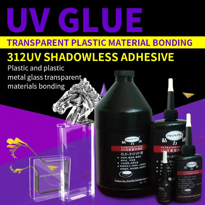 10ml 50ml 250ml 1000ml 312 UV Glue with Flash Light Curing Adhesive for Plastic Glass Metal TPU Crystal Jewelry Crafts