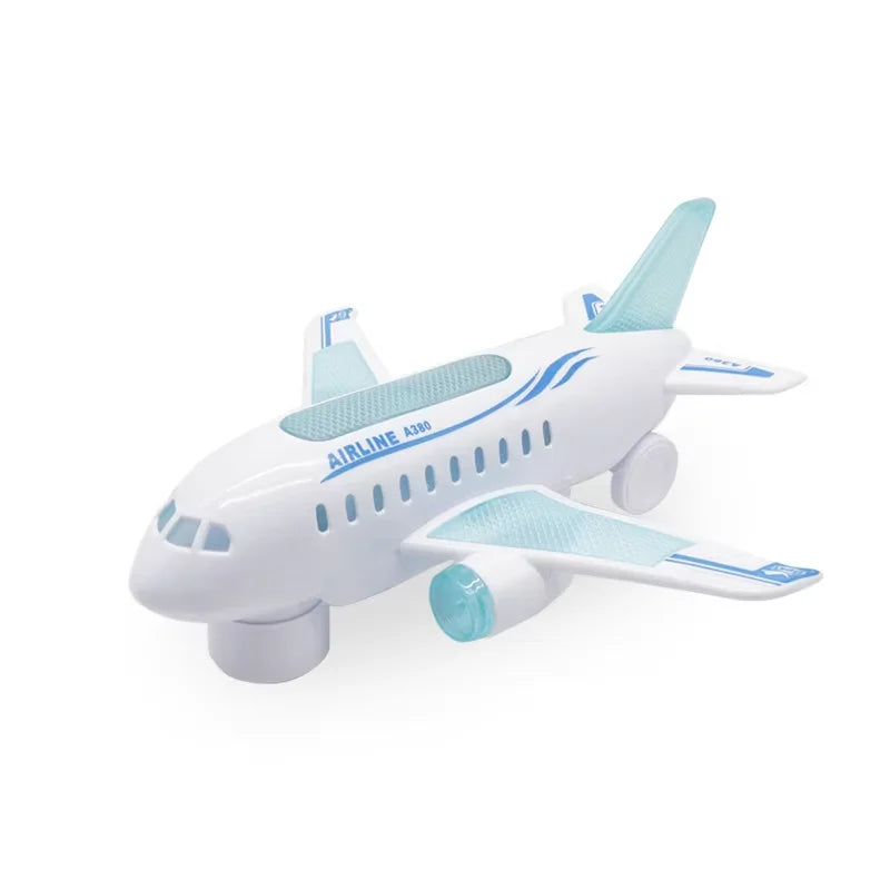 Electric Airplane Toy Omni Directional Shock-Resistant with LED Lights And Music Educational Simulated Aircraft Play for Kids