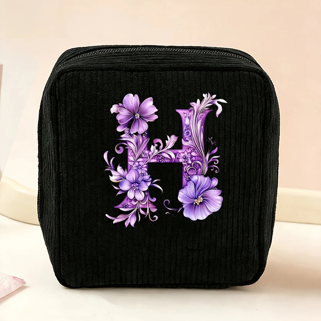 New Fashionable Purple Letter-Patterned Sanitary Napkin Storage Bag, Multifunctional Portable Travel and Daily Storage Bag, Ideal Gift Choice for Girls