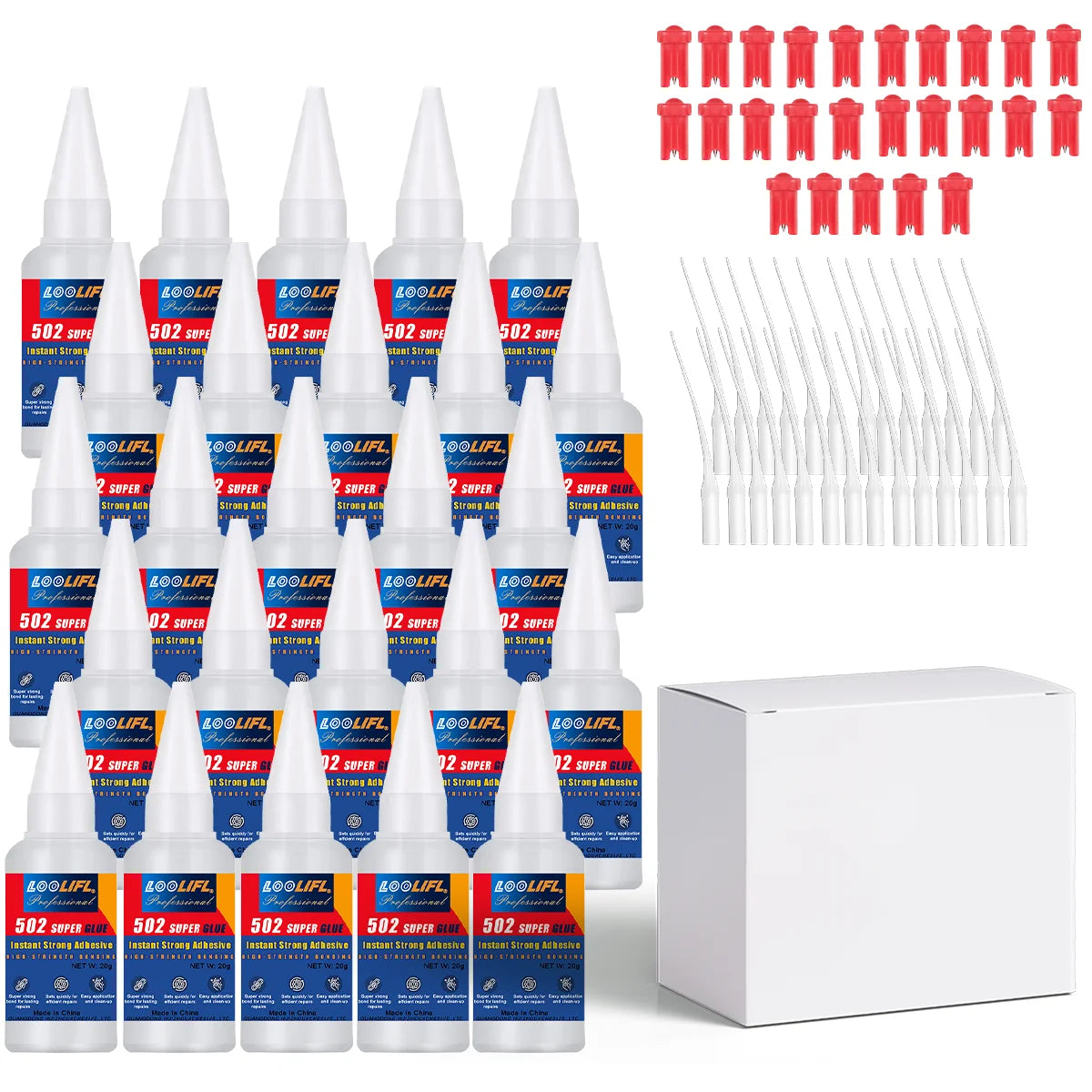 Loolifl,502, Super Glue, Instant Adhesive, Universal Glue, Suitable for Metal, Ceramics, Wood, Glass (Comes with Glue Remover)