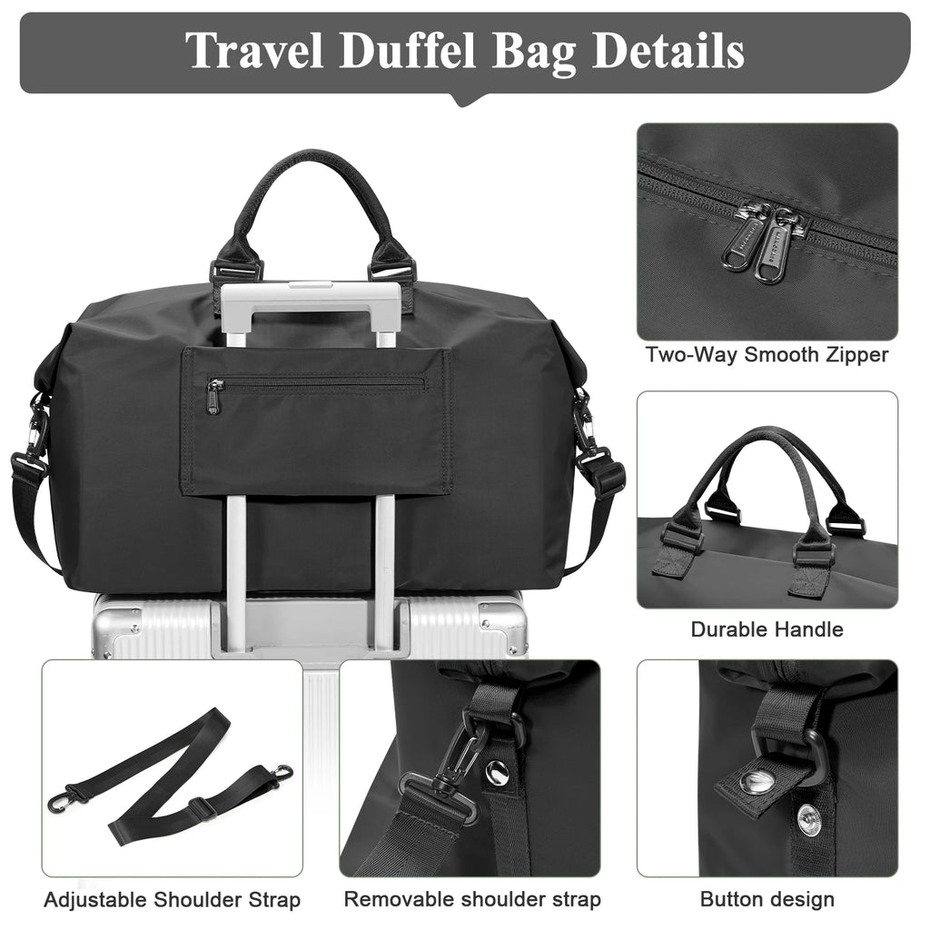 Foldable Travel Bag Large Sports Bag for Women Men's Travel Duffle Bag with Shoe Compartment, Waterproof Training Fitness Bag