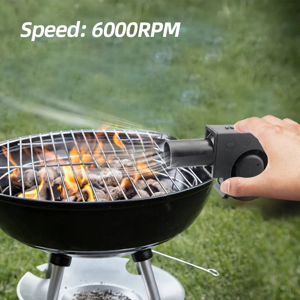 DC12V BBQ Fans 6000RPM 15W Charcoal Chimney Starter with Variable Speed Controller&Outlet Air Blower for Picnic Cooking Barbecue