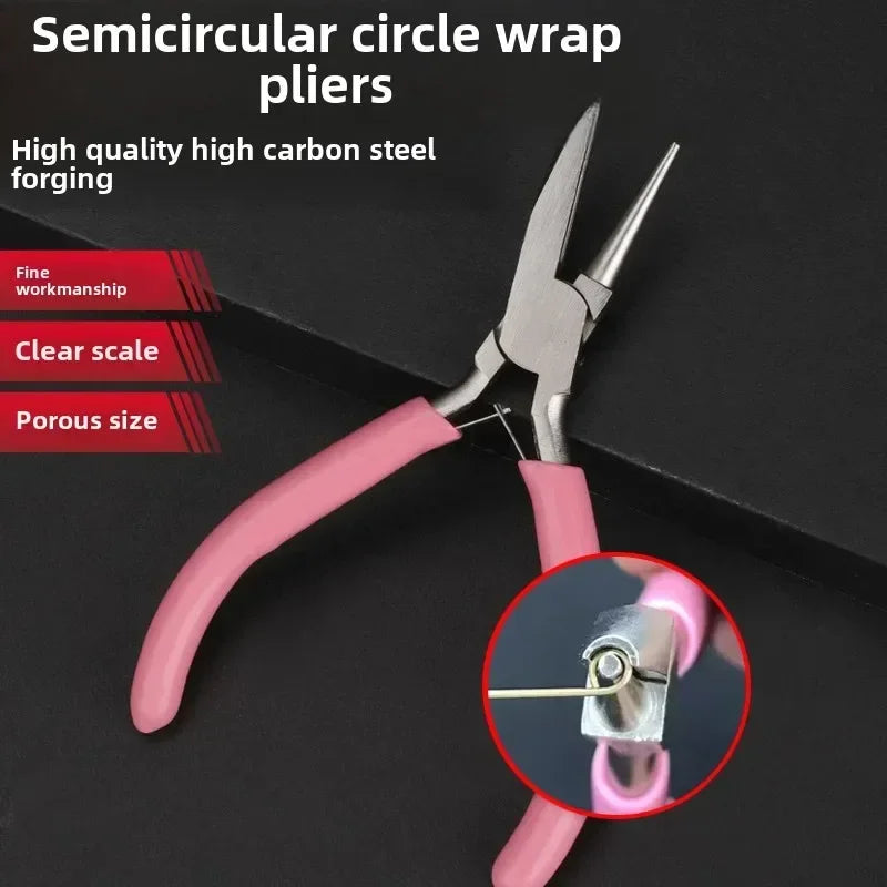 5-inch professional round concave pliers, used for jewelry making mini precision wire loop tools, ideal DIY manual tools