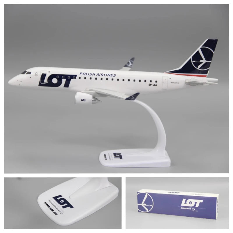 1/100 Scale E-175 E195 LOT Polish Air Airline Aircraft Assembly Plane Model Airplanes Toy Collection Display Gifts With Base
