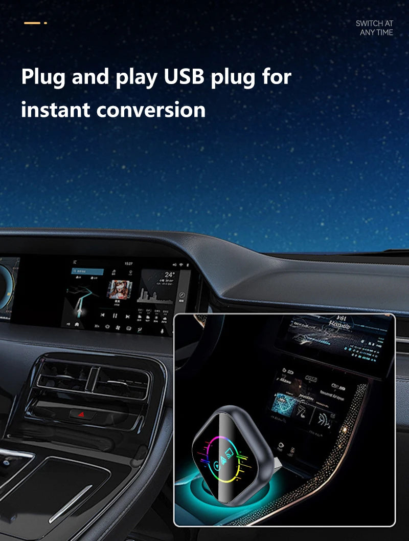 NEW 2026 Upgrade 3-in-1 Wireless Carplay Mirror Link Adapter Instant Wired to Wireless Conversion Plug & Play for Wired Carplay